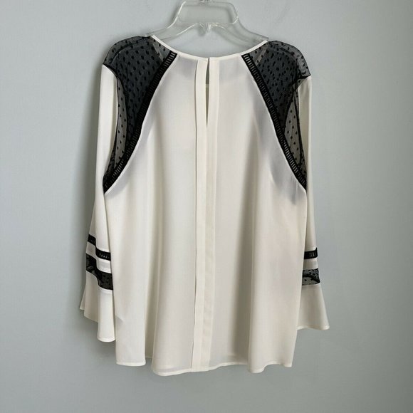 New J. Crew Ivory Black Silk Flutter Sleeve Top in Swiss Dot - Picture 5 of 7